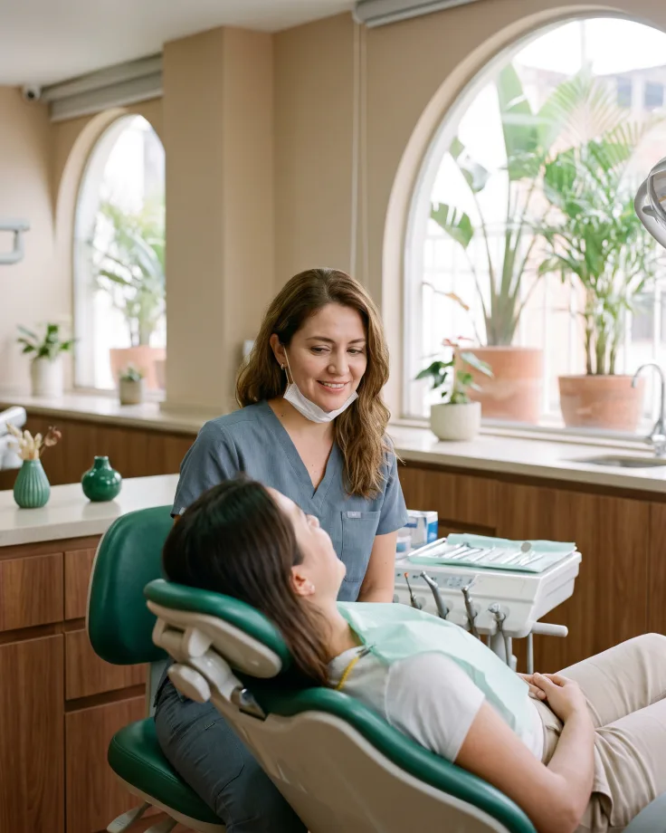 Negocio de odontología atendiendo a sus clientes