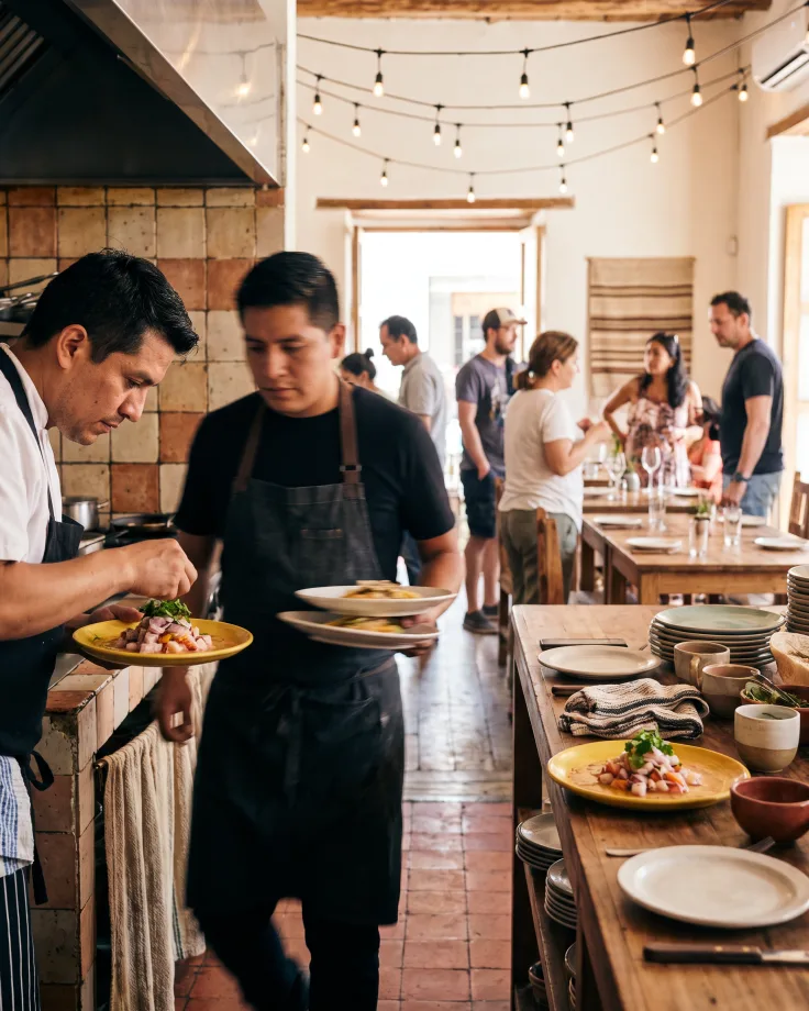 Negocio de restaurantes atendiendo a sus clientes