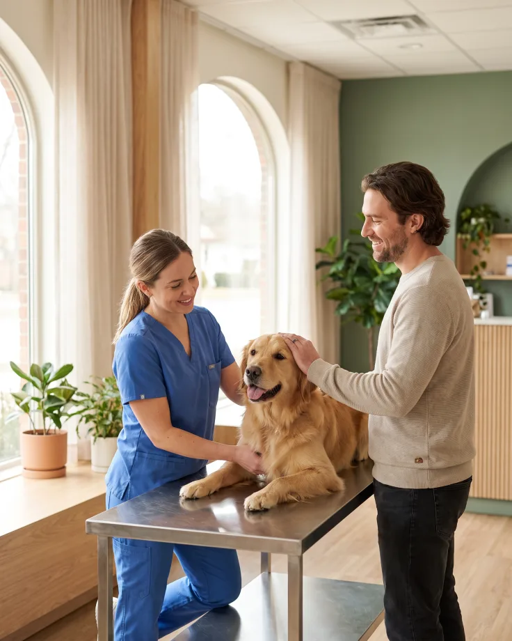 Negocio de veterinarias atendiendo a sus clientes